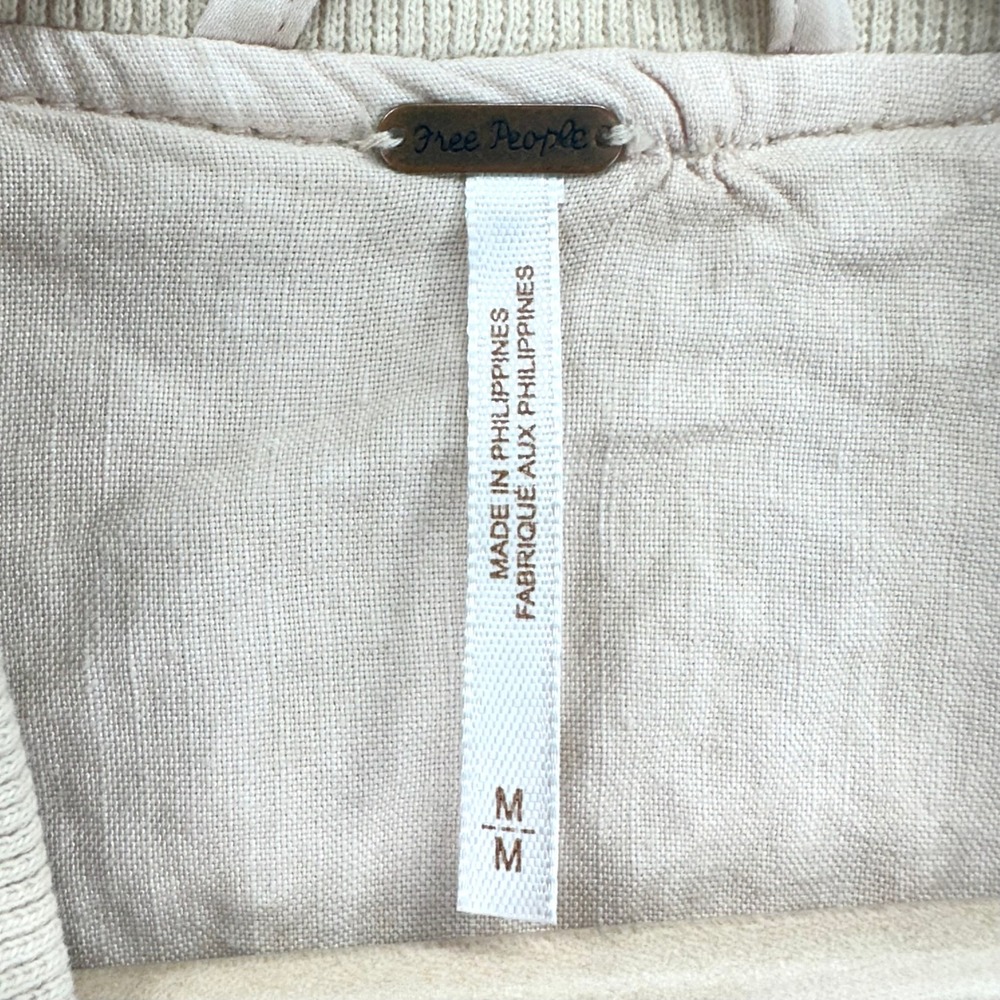 Free People Linen Bomber Jacket Womens M Blush Pink Full Zip Light‎ Weight - Picture 7 of 10